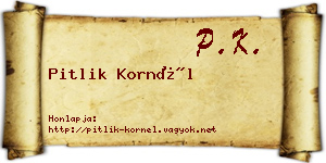 Pitlik Kornél névjegykártya